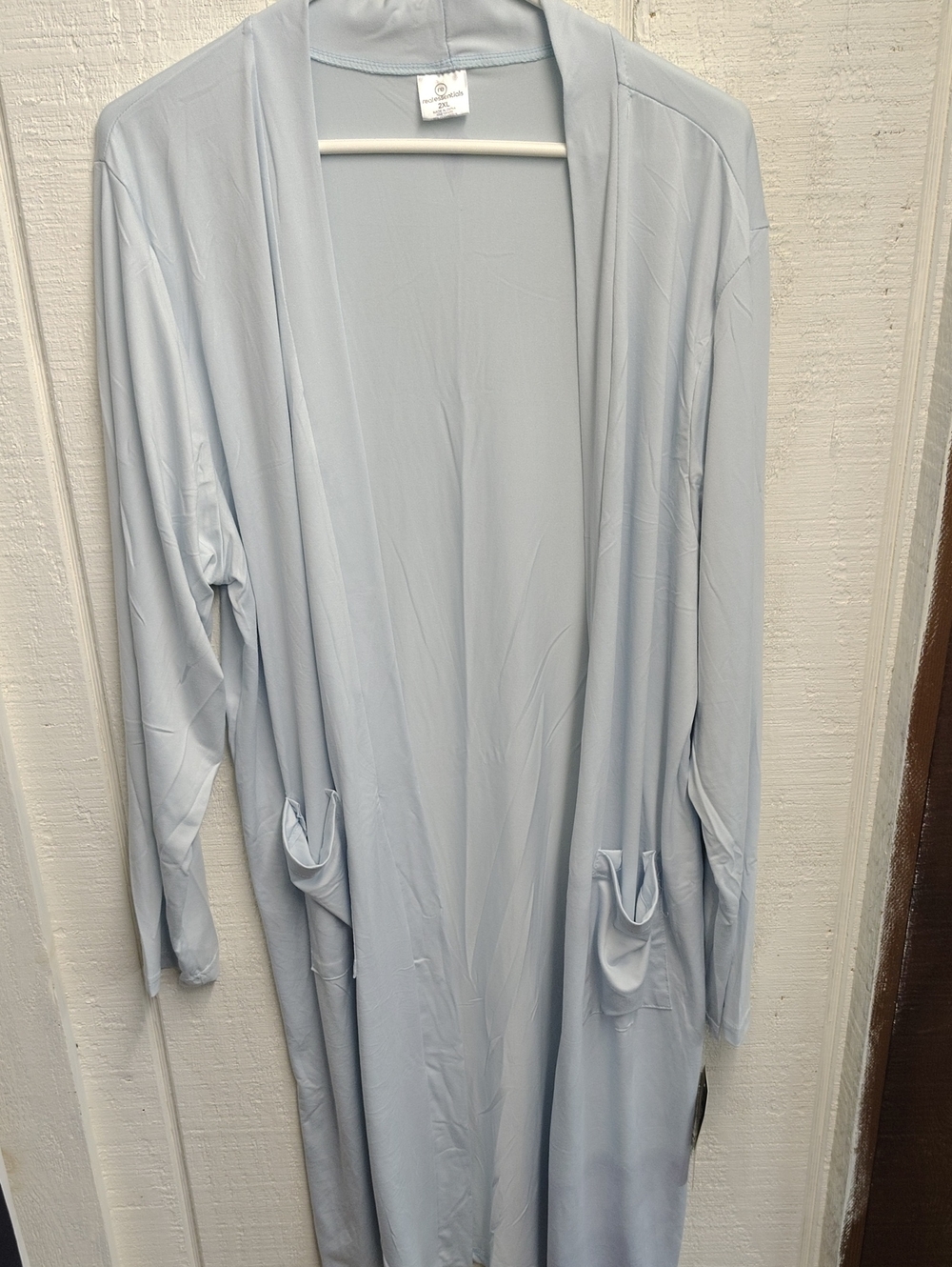 Essentials Light Blue Long Women's Robe with Pockets